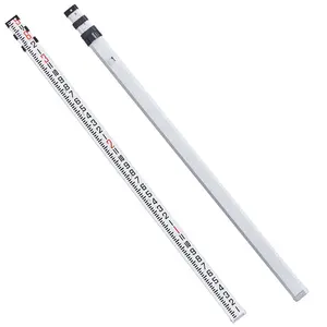 Aluminum Grade Rod, 9-Feet/8ths 3 Sections Telescopic Measuring Rod, Double-Sided Scale 1/8in Leveling Rod Stick,Aluminum Alloy Survey Rod with Bubble Level &Carrying Bag for Houses,Walls,Floors