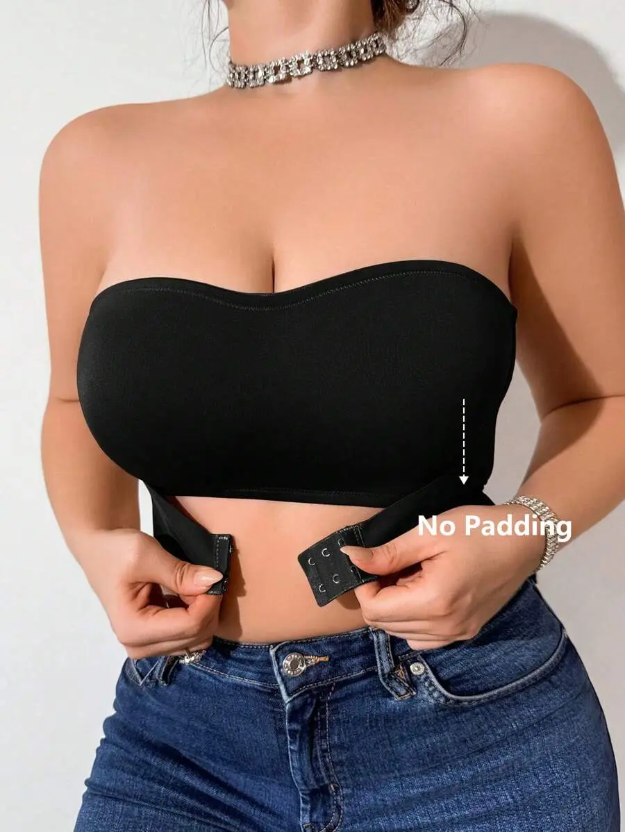 Plus Size Strapless Wireless Non-Slip Enhancing Invisible Bust Front Closure Bra
