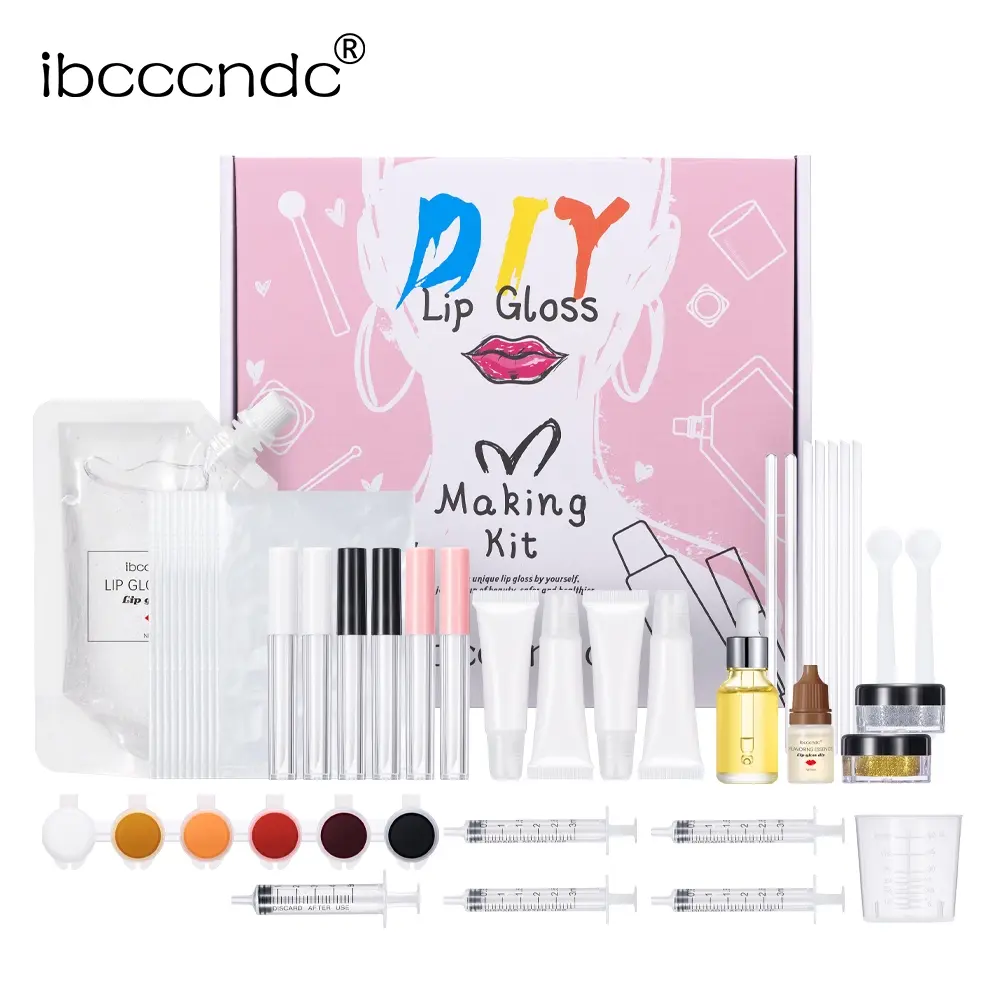 Creative DIY Lip Gloss Making Kit, Glitter Lipgloss, Juicy Gloss, Multi-Color Lip Balm Tools Set, Perfect Home Craft Gift, Easy-To-Use Creative Makeup DIY Set, Lip Products Makeup