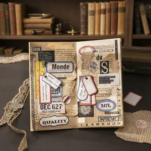Vintage Inspiration Label Stickers, 2 Styles 100 Sheets Irregular Journal Sticky Notes for DIY Decor
