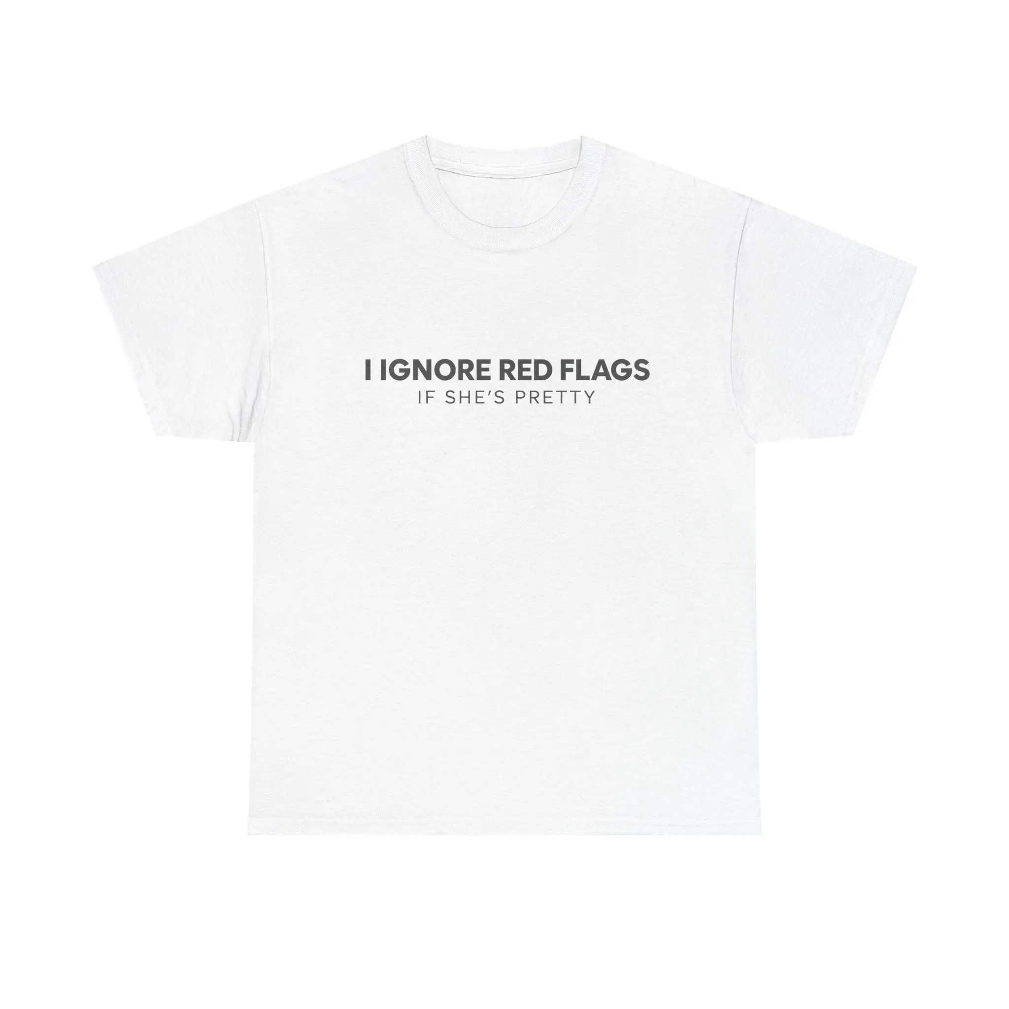 Funny Red Flags Shirt, I Ignore Red Flags If She’s Pretty Graphic T-Shirt, Dating Humor Tee, Soft Fabric, Short Sleeve Unisex Shirt