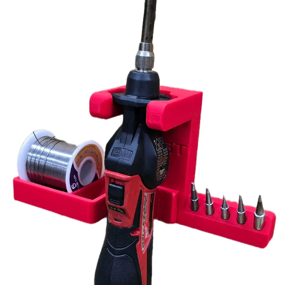 Magnetic M12 Milwaukee soldering iron holder with tip storage and solder holder