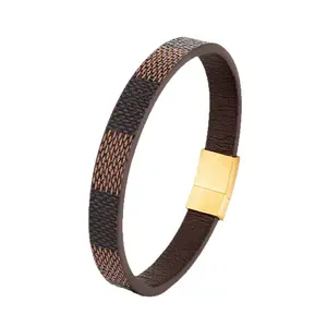2025 New Retro Simple Bracelet for Men and Women Handmade Woven Jewelry with Steel Magnetic Buckle and Brown Leather Fashion OL Style Unisex Gift for Business and Couple Wear