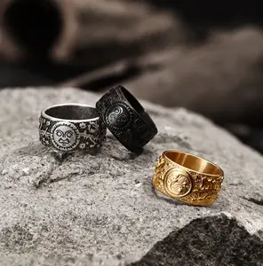 GTHIC Sun Moon and Stars Stainless Steel Band Ring for Men Fashion Accessory Daily Wear
