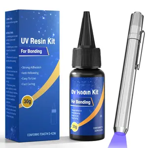 UV  Kit with Light, Curing & Bonding in Seconds, 30g/1oz Transparent UV Glue with UV Flashlight for Plastic, , , Glass Bonding & Repairing