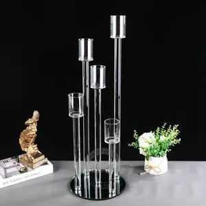 2 PACK | 27.5″ Tall 5 Arms Crystal Candle Holder