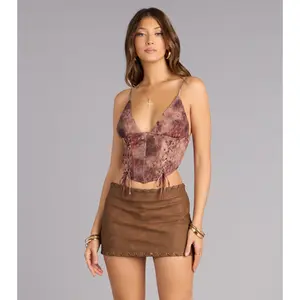 Dusty Sunset Lace Up Corset Top