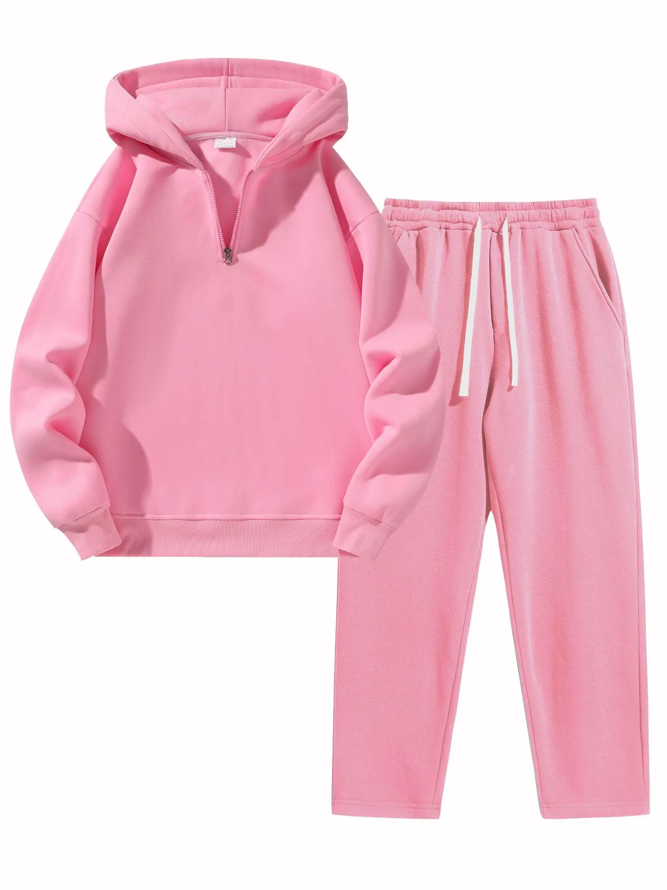 Unisex Solid Color Pullover & Sweatpants Set, Casual Long Sleeve Hoodie & Jogger Pants, Men's Two-piece Outfits for Daily Wear