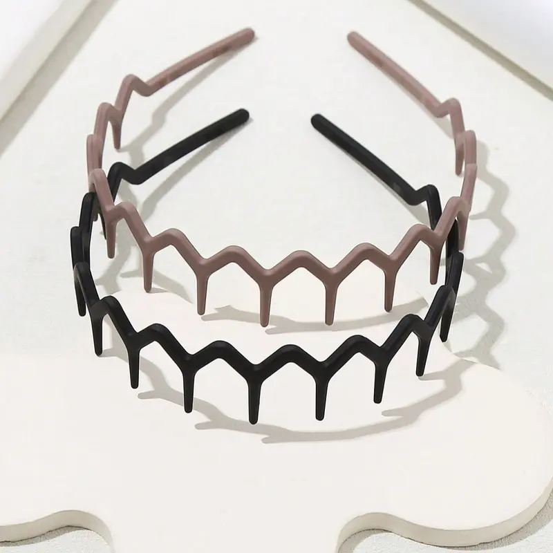 2 Pack Toothed Wavy Zigzag Headbands, Headband Set, Simple Anti-Slip Hair Hoops for Men and Women, Ideal for Hair Care and Skin Care, Non Slip Headbands