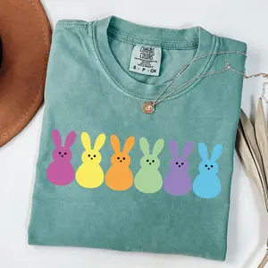 Comfort Colors Easter Bunny Peeps Shirt | Cute Happy Easter Bunny Tee | Womens Easter Gift Shirt | Pastel Bunny Graphic Tee