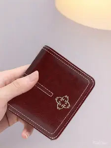 Women's Short Vertical Wallet, Vintage Fashion Style, Multiple Card Slots with Zipper Coin Pocket, Casual Daily Use Commuter Purse