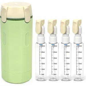 4 in 1 Travel Dispenser,4 Pack 30ML Travel Bottles for Toiletries,Refillable, Leak Proof and Portable,Suitable for Storing Shampoo, Shower Gel, Laundry Detergent, Suitable for Travel, Camping (Green)