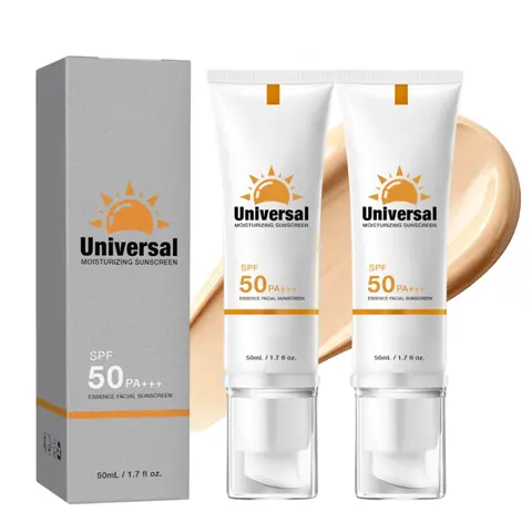 Universal Moisturizing Sunscreen - SPF50 PA+++ Broad Spectrum UV Protection, 50mL Essence-Infused Formula, Locks in Skin Moisture, Non-Greasy & Fast-Absorbing, Practical for Daily Sun Care.
