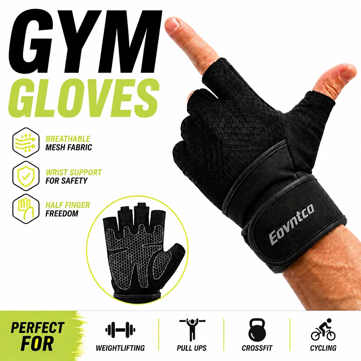 Gym Gloves for Men & Women with Built-in Wrist Support – Anti-Slip Workout Gloves for Weightlifting, CrossFit, Yoga, Cycling, Climbing, Outdoor Work & Multi-Sport Exercises