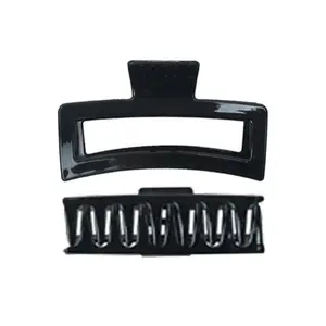 Extra Wide Block Glossy Black Plastic Y2K Fashion Hair Claw
