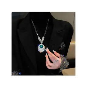 Black and Silver Elegant Green Opal Pendant Necklace - Stylish Design for Everyday Wear