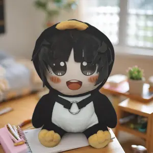 Kawaii Chibi Penguin Cosplay Plush Doll, Soft Stuffed Animal with Removable Hat, Anime Lover Birthday Gift Toy outdoorfun