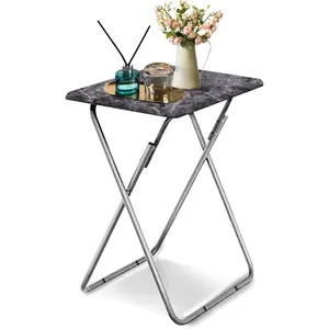 Portable Folding TV Tray/TV Tray Foldable Dinner Snack Tray Table, Portable Folding Table Small Sofa Nightstand, Lightweight, 15 x 18.9 x 26 Inch (Black Marble, 1pc)