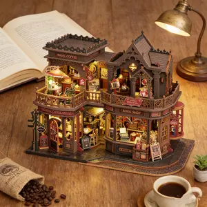 DIY Miniature Wooden Dollhouse Kit, Miniature Furniture, 3D Puzzle Bookshelf Model, Creative Room Decor, Birthday Gift, Suitable for Adults & Teens