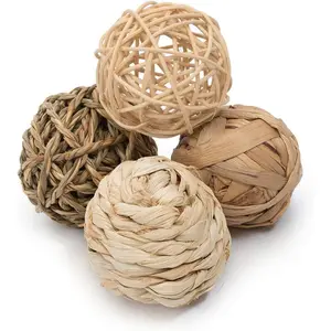 Natural Chew Activity Toys - Safe Hay Grass Balls for Small Pets including Chinchillas, Guinea Pigs, Rats, Rabbits, Hamsters, Gerbils, Degus, and Bunnies