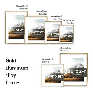 Aluminum Frame with Acrylic Front - 8x10 12x16 16x24 Inch Shatterproof Photo Frame, Crystal Clear Wall Art Display for Home/Office - Lightweight, Easy to Hang (Gold) Decor Hanging  Industrial