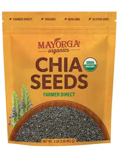 Mayorga Organics Chia Seeds USDA Organic Non-GMO Verified 3lb Farmer Direct Gluten-Free Organic Seeds