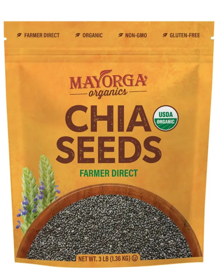 Mayorga Organics Chia Seeds USDA Organic Non-GMO Verified 3lb Farmer Direct Gluten-Free Organic Seeds Healthy