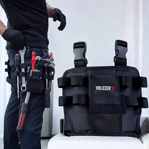 Holster Z 2.0 Multi-Purpose Tool Pouch with Belt Clip – Durable 600D Oxford Fabric, Large Capacity for Power Tools, 8 Attachment Loops, Drill Holder for Cordless Screwdrivers, Black