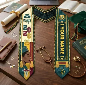 Customized African Nursing Graduation Stole Sash 2026, Custom Class of 2026 Nursing Sash, African Graduation Stole, Nurse Graduation Gift, Medical Grad Sash