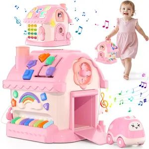 Toddler Toys for 1 Year Old Girl Gifts, Montessori Musical House Toddler Learning Toys for 1-2, 1st First Birthday Gifts Baby Girl Gift Toys 6-12 12-18 Months, Pink