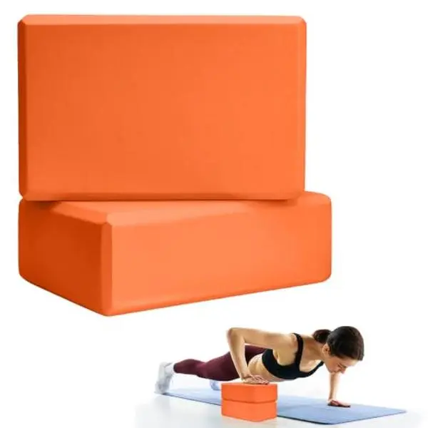 2-Pack High-Density EVA Foam Yoga Blocks (9x6x3 in) - Compact, Lightweight, Non-Slip Yoga Props, Damp Wipe Clean Stretching Aid for Balance Training, Home Workout, Standard Block