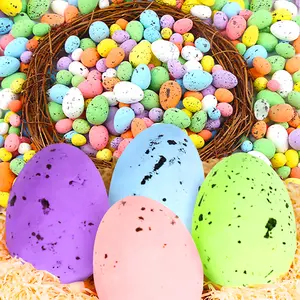 50/100Pcs Foam Easter Eggs Mini Painted Bird Pigeon Eggs Happy Easter Multicolor DIY Craft Home Party Ornaments Kids Gifts Toy Room Decor Pastel