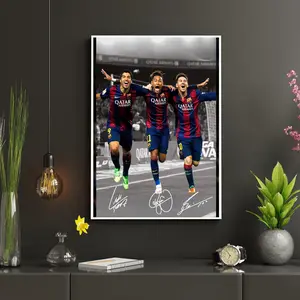 Lionel Messi Poster, Neymar Poster, Suarez Poster, Football Legend Bedroom Decor, Wall Art, Home Decor, Sports Poster- Poster No Frame