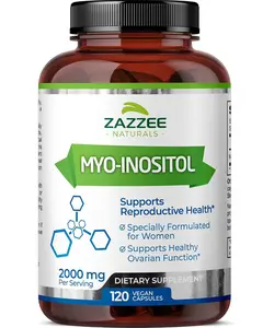Zazzee Myo-Inositol Capsules, 2000 mg per Serving, 120 Vegan Capsules, Ideal Dosage for 40:1 Ratio, 100% Vegetarian, Hormone Balance & Healthy Ovarian Function Support