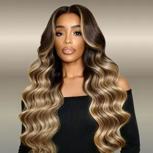 【NEW IN】Unice Honey Blonde Balayage Body Wave Wig with Chestnut Brown Root 13x4 Pre Everything Lace Frontal Human Hair Wig with Drawstring Natural Hairline Ready to Wear Beginers Friendly summerwins