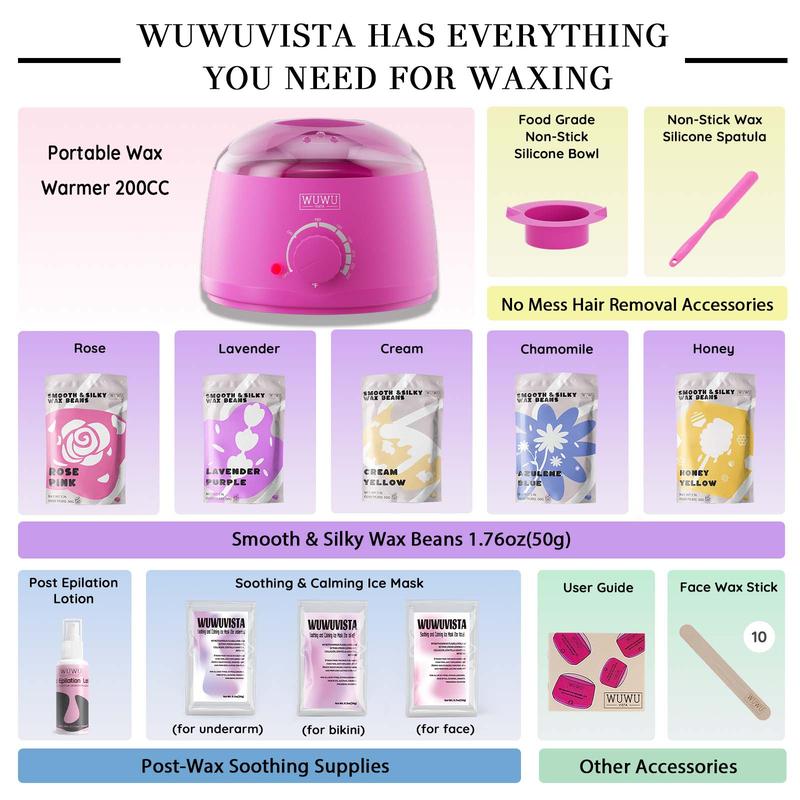 WUWUVISTA Waxing kit Hair Removal Hard Wax for Full Body/Face/Underarm/Bikini/Sensitive Skin for Women&Men(23 items)