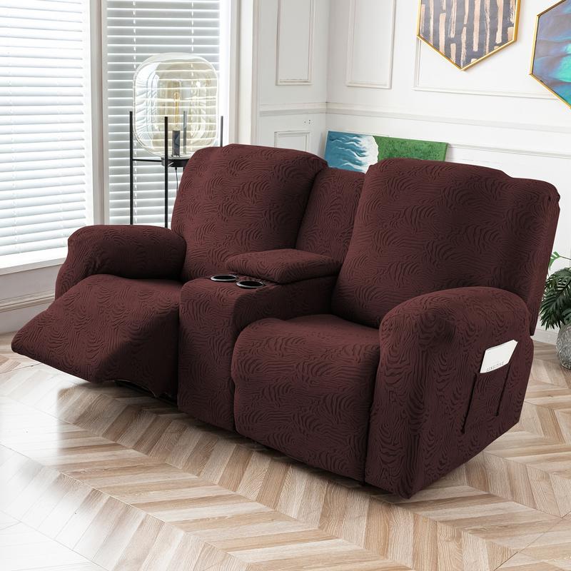 Recliner Loveseat Cover with Middle Console - Stretch Jacquard Sofa Slipcover for 2-Seat Reclining Couches with Elastic Straps & Furniture Protector #TikTokShopHolidayHaul