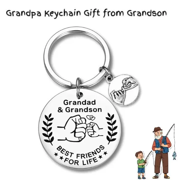 Grandpa Keychain Gift from Grandson – Birthday Gifts for Grandpa, Papa & Granddad, Meaningful Keychain Gift for Men, Christmas & Fathers Day Gift for Grandfather