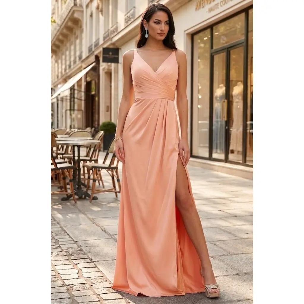 Dusty Rose Bridesmaid Dresses in Satin and Plus Size Gowns by MQ1469