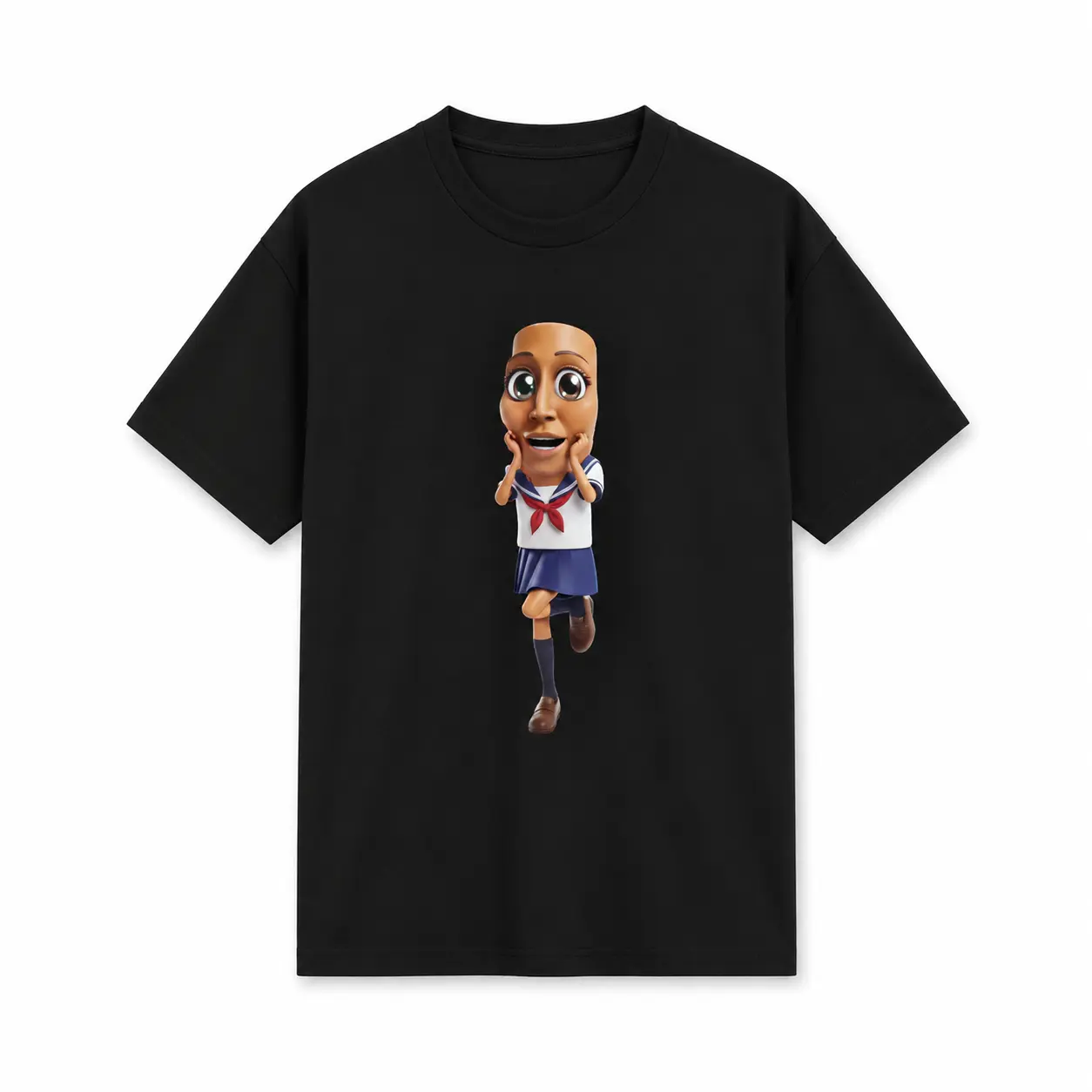 Premium Soft Cotton Unisex Weirdcore Sailor Girl Crew Neck Quirky Graphic Print T-Shirt