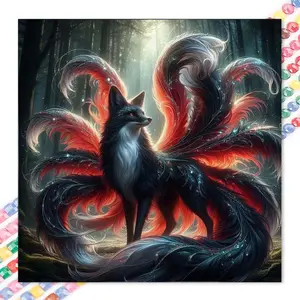 1 set of DIY diamond painting kit, 5D diamond art kit, DIY decoration of nine-tailed fox, forest mosaic, diamond art, DIY art home decor, Wall Art Painting