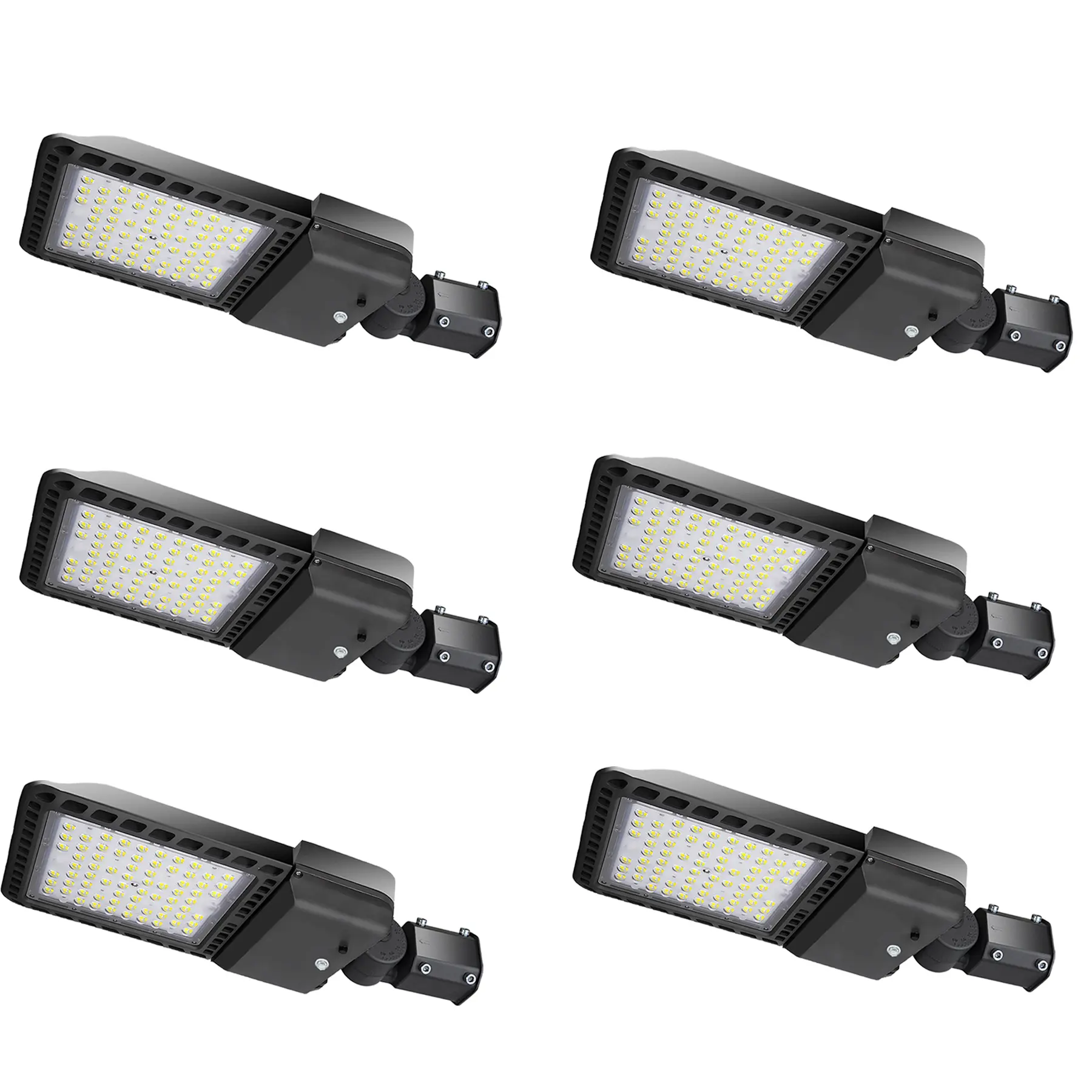 6-Pack 300W LED Parking Lot Light Adjustable Slip Fitter 5000K 39000LM High Efficiency Energy Saving IP65 Waterproof for Stadium Sports