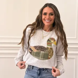 FAUX Patchwork Camo Sitting Mallard Duck, Bird Hunting, Hunting, Camo Hunting , Outdoors Nature (NOT Real Fabric Patches) Sweatshirt (Website)