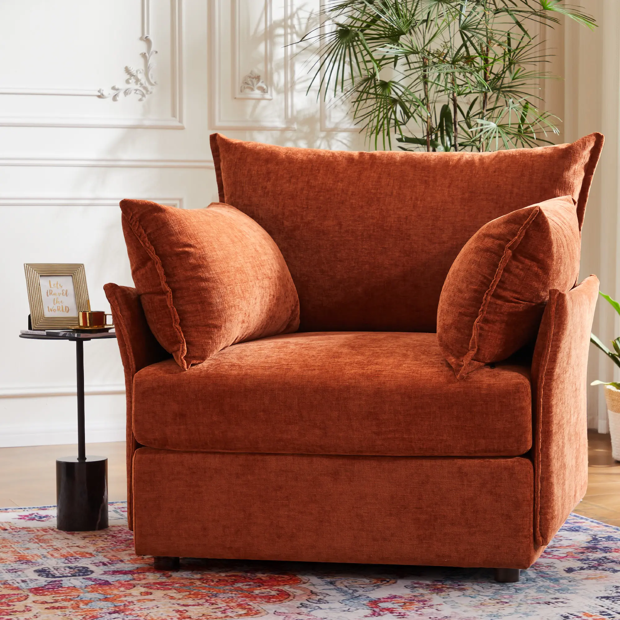ABCASA Chenille Cloud Couch Chair, Upholstered Oversized Accent Chair with Detachable Cover, Deep Seat Single Sofa Chair for Lounge, Reading Corner, Small Spaces