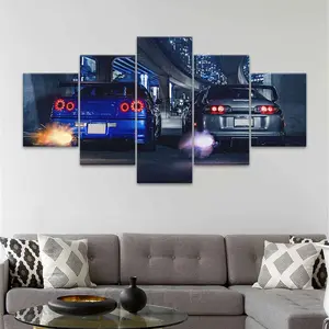 Car Pattern Canvas Painting, 5 Counts/set Modern Art Wall Art, Hanging Wall Art, Wall Decor for Home Living Room Bedroom Office, Ornaments