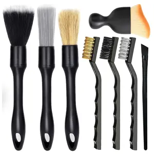 8PCS Car Detailing Brush Set, Ultra Soft Boars Hair Car Interior Detailing Brushes, Wire Brushes,Car Interior Detailing Kit, Car Cleaning Supplies Kit, Car Dust Brush, Car Accessories for Truck, Suv, Interior