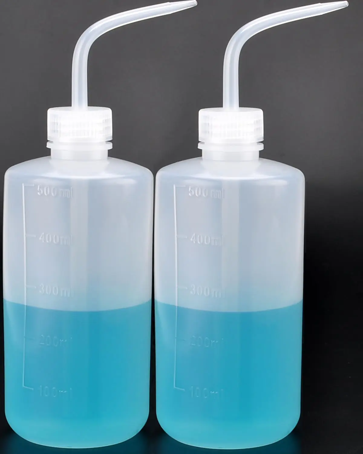2 Pack 500ml Squeeze Bottle 16.9oz, No Spill Wash Bottles Large with Handy Measurement Lines, Wash Bottles Squeeze Spout Flowing Well