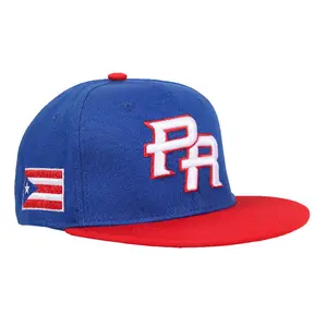 PR Colors Embroidered Puerto Rico Character Design Hip-Hop Sun Protection Hat for Men and Women Casual Personality Flat Brim Hat