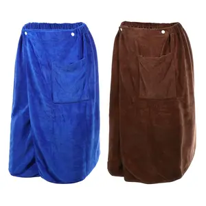 Unique Bargains 2 Pcs Men's Bath Wrap Towel, Body Wrap for Shower Spa, Adjustable Robes