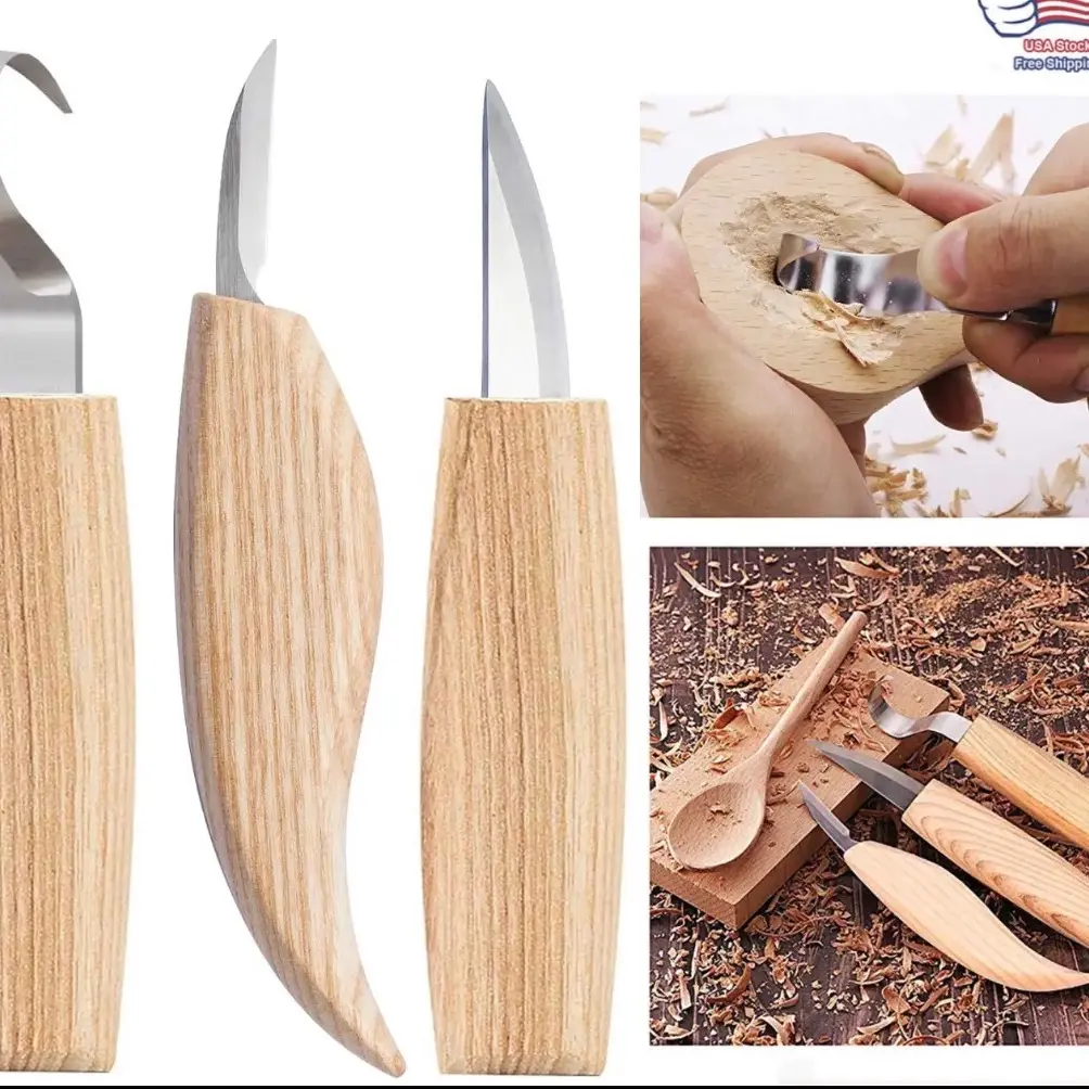 3Pcs Wood Carving Cutter Whittling Hook Kit 155mm DIY Craft Hand Tools Set